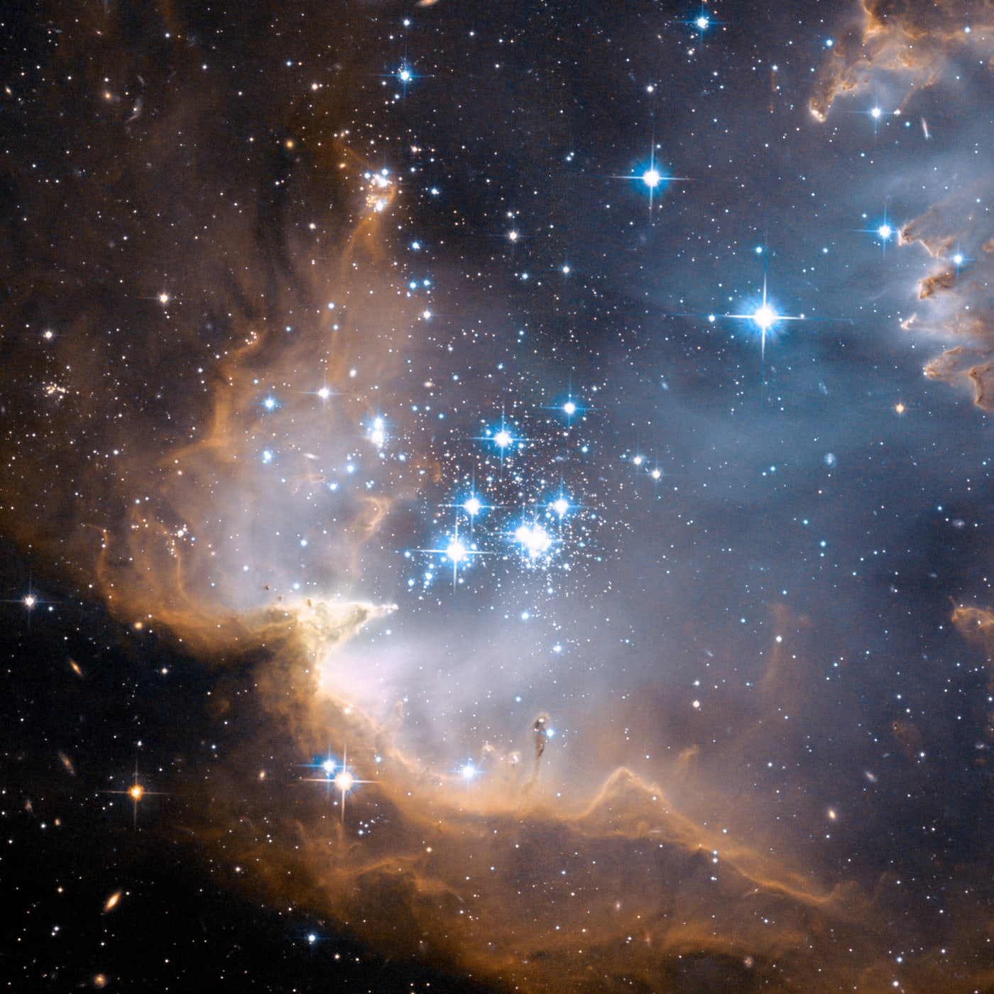 Aglomerado NGC 602 registrado pelo telescópio espacial Hubble