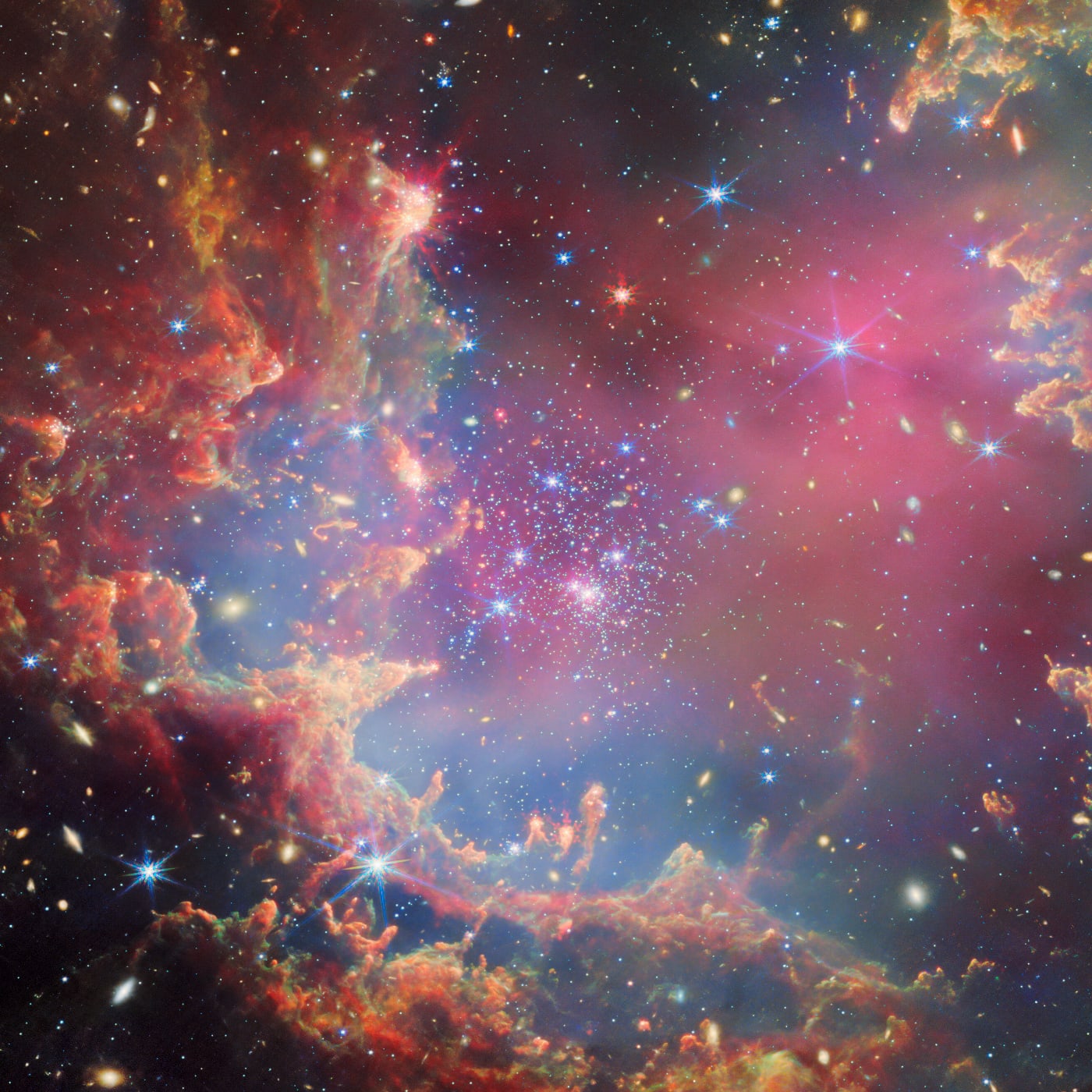 Aglomerado NGC 602 registrado pelo telescópio espacial James Webb
