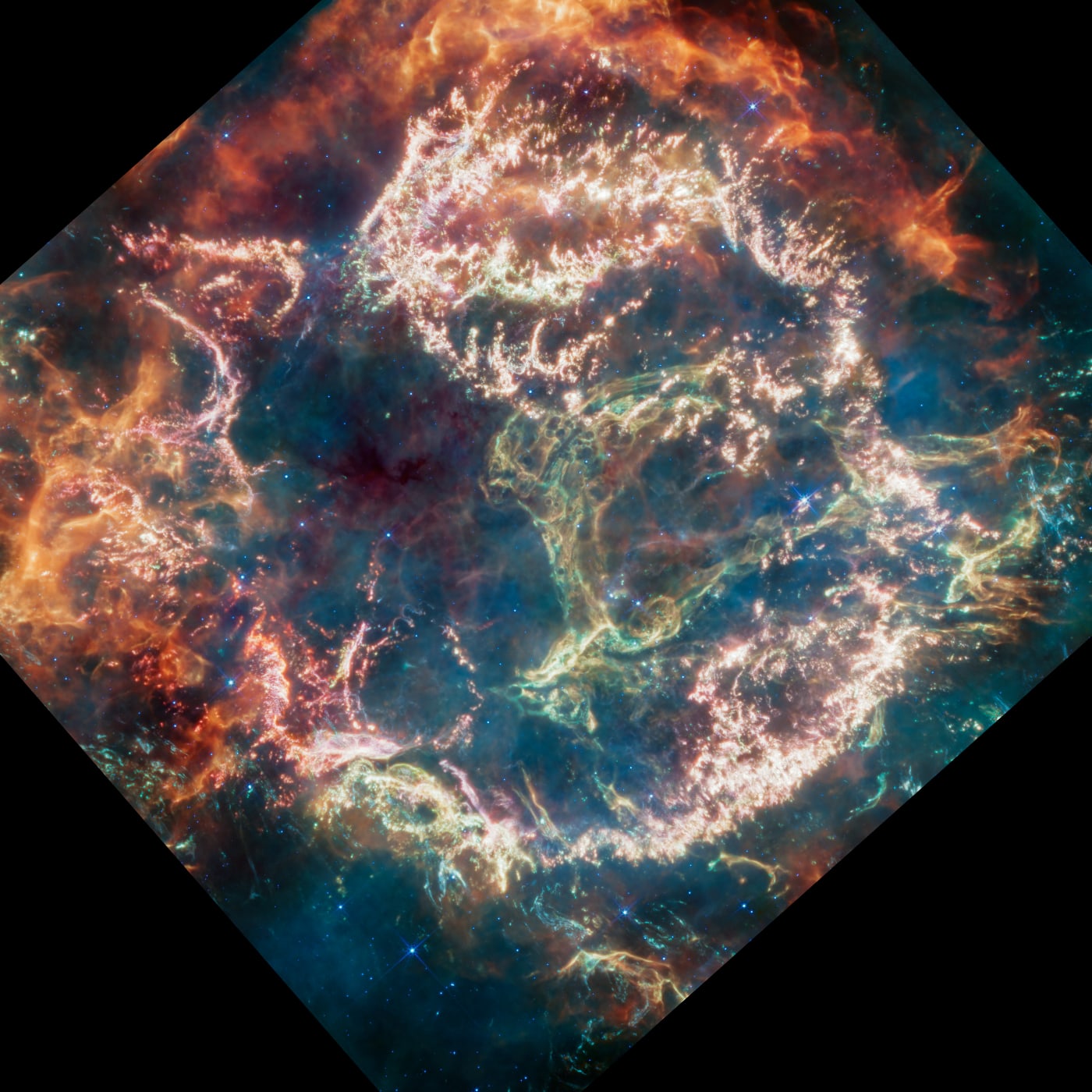 Cassiopeia A, em imagem do telescópio espacial James Webb