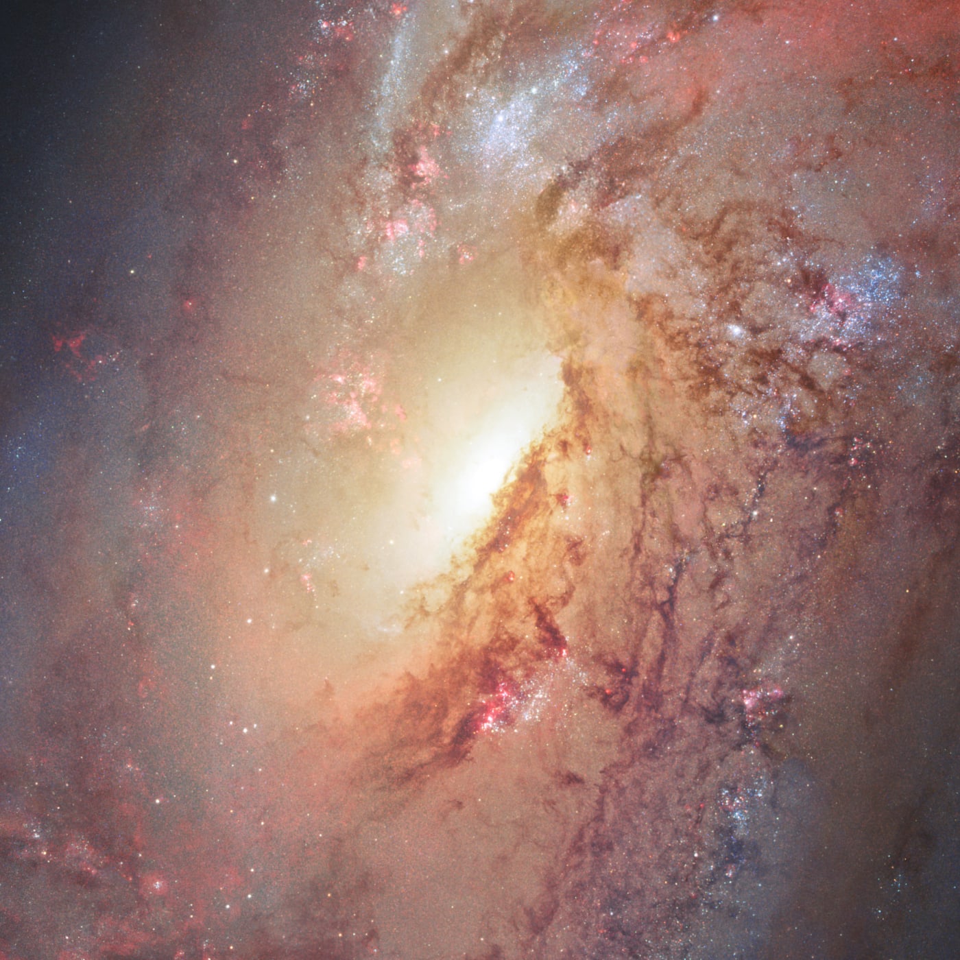 Galáxia Messier 106 registrado pelo telescópio espacial Hubble