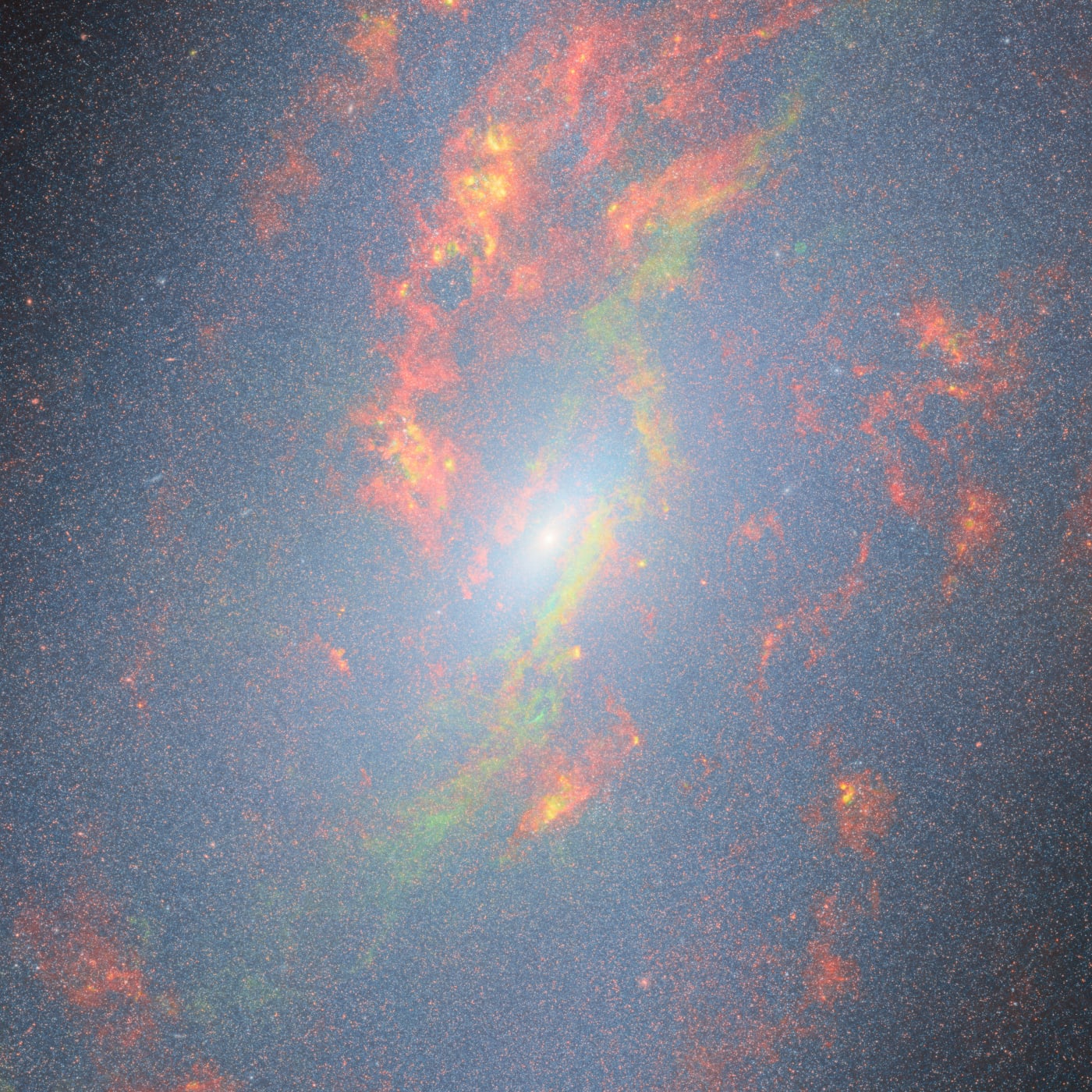 Galáxia Messier 106 registrado pelo telescópio espacial James Webb