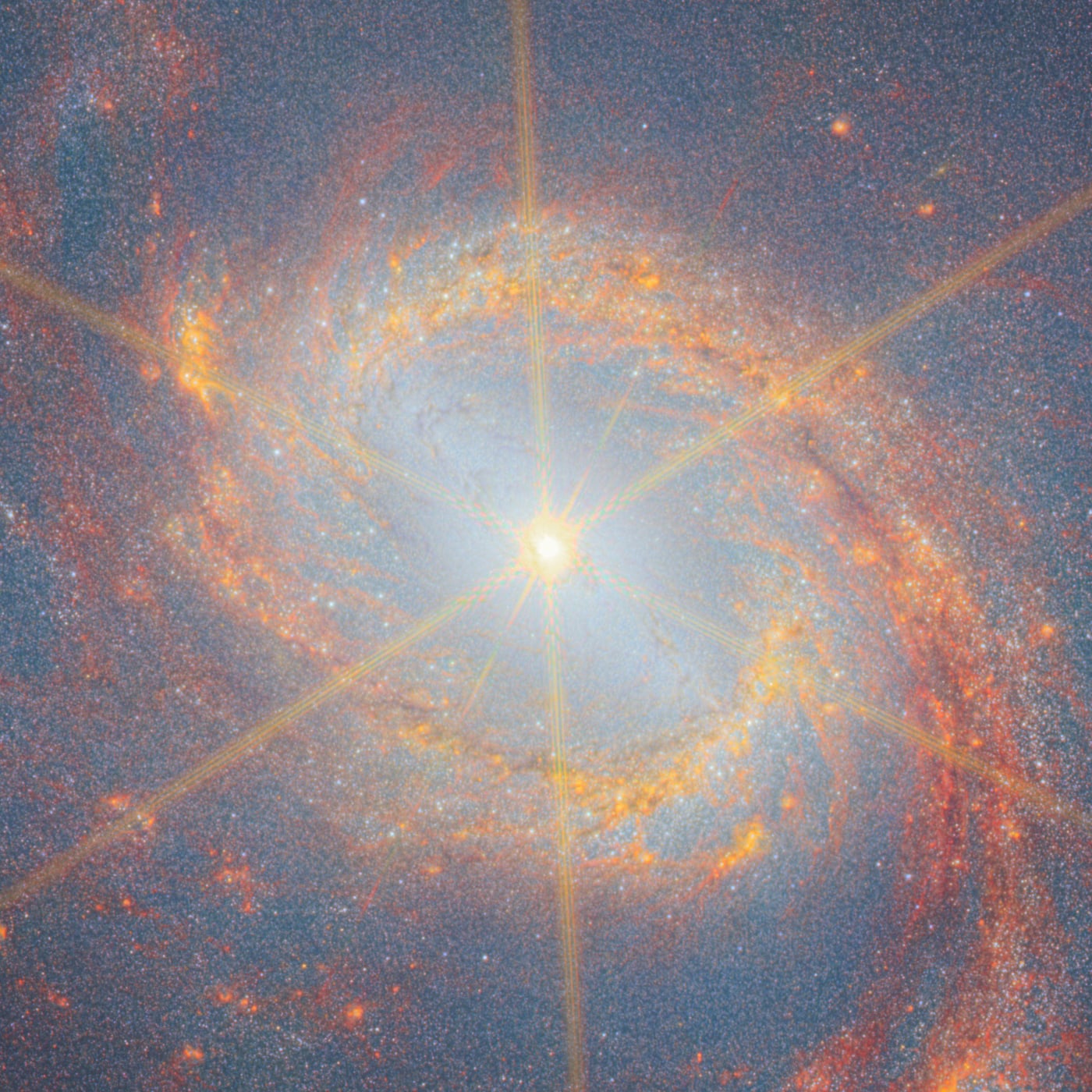 Galáxia Messier 77, em imagem do telescópio espacial James Webb