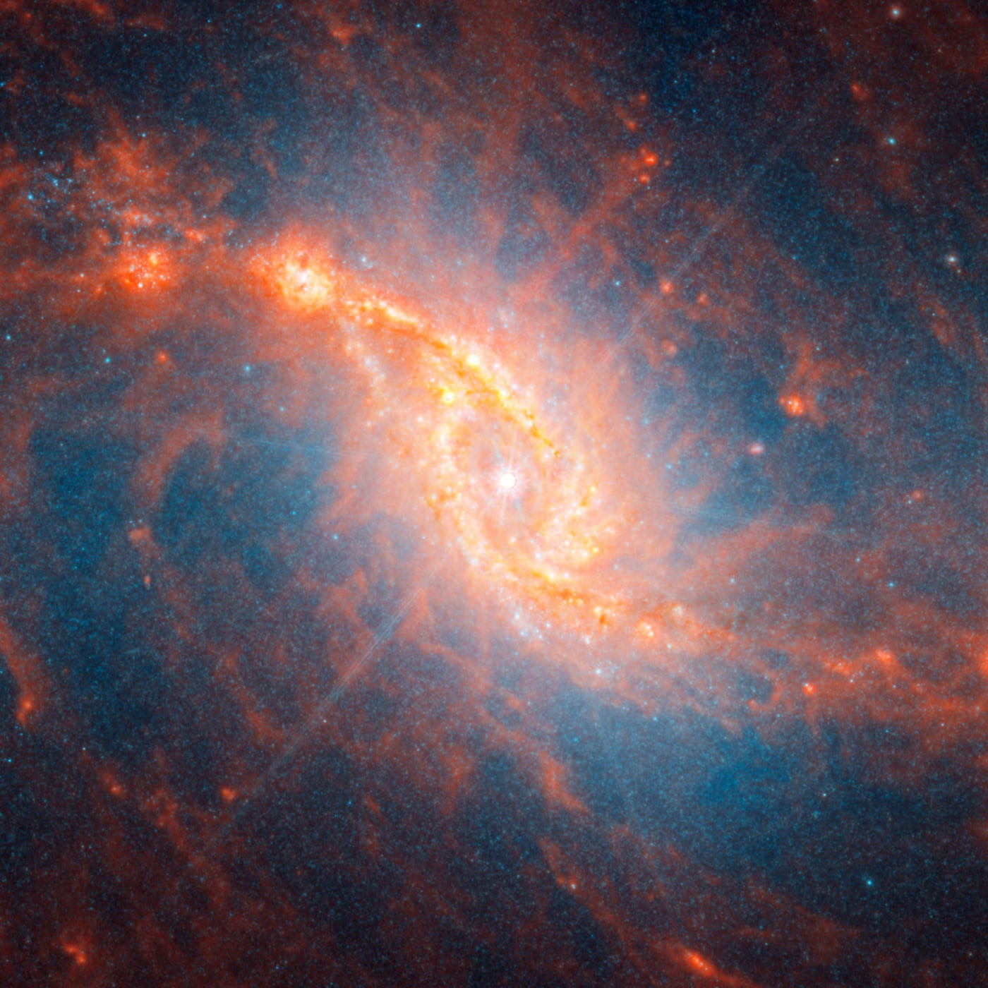 Galáxia NGC 1365 registrado pelo telescópio espacial James Webb