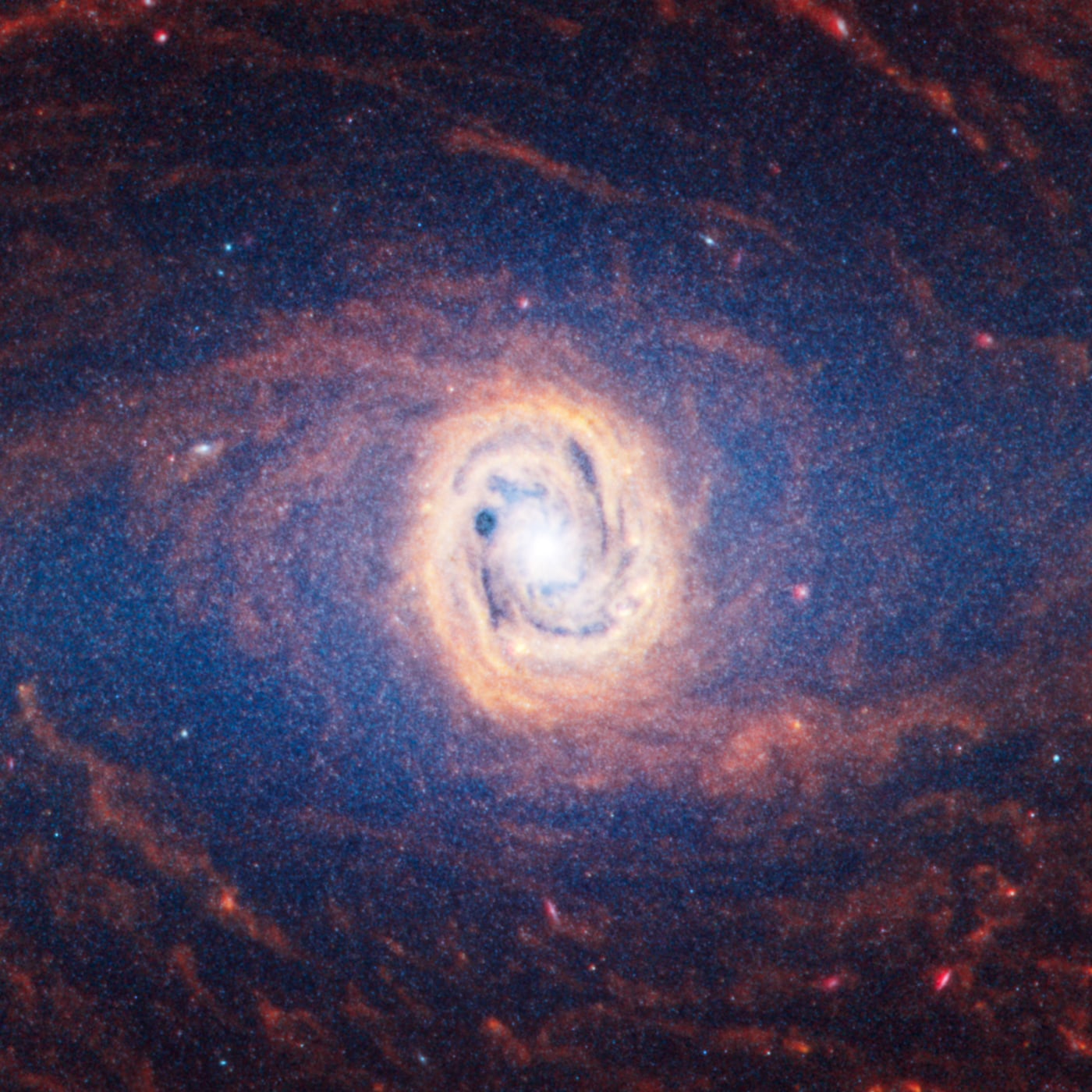 Galáxia NGC 1433 registrado pelo telescópio espacial James Webb