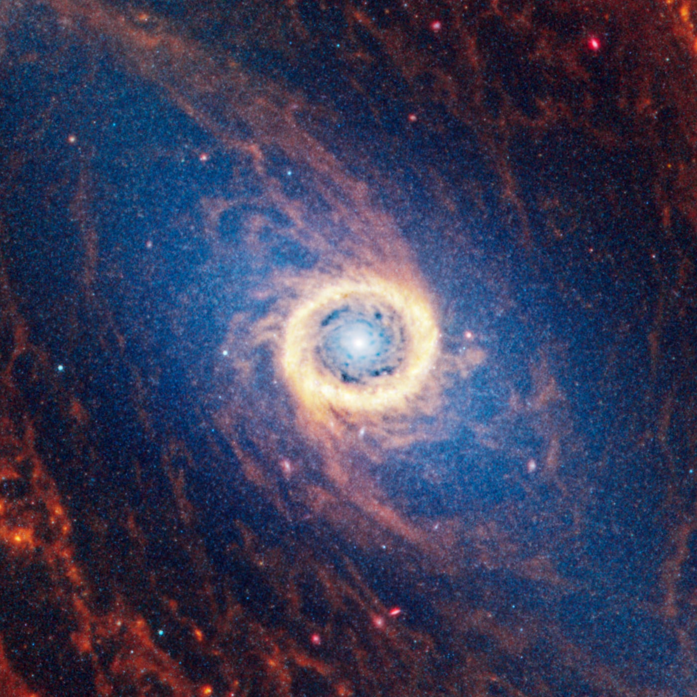 Galáxia NGC 1512 registrado pelo telescópio espacial James Webb
