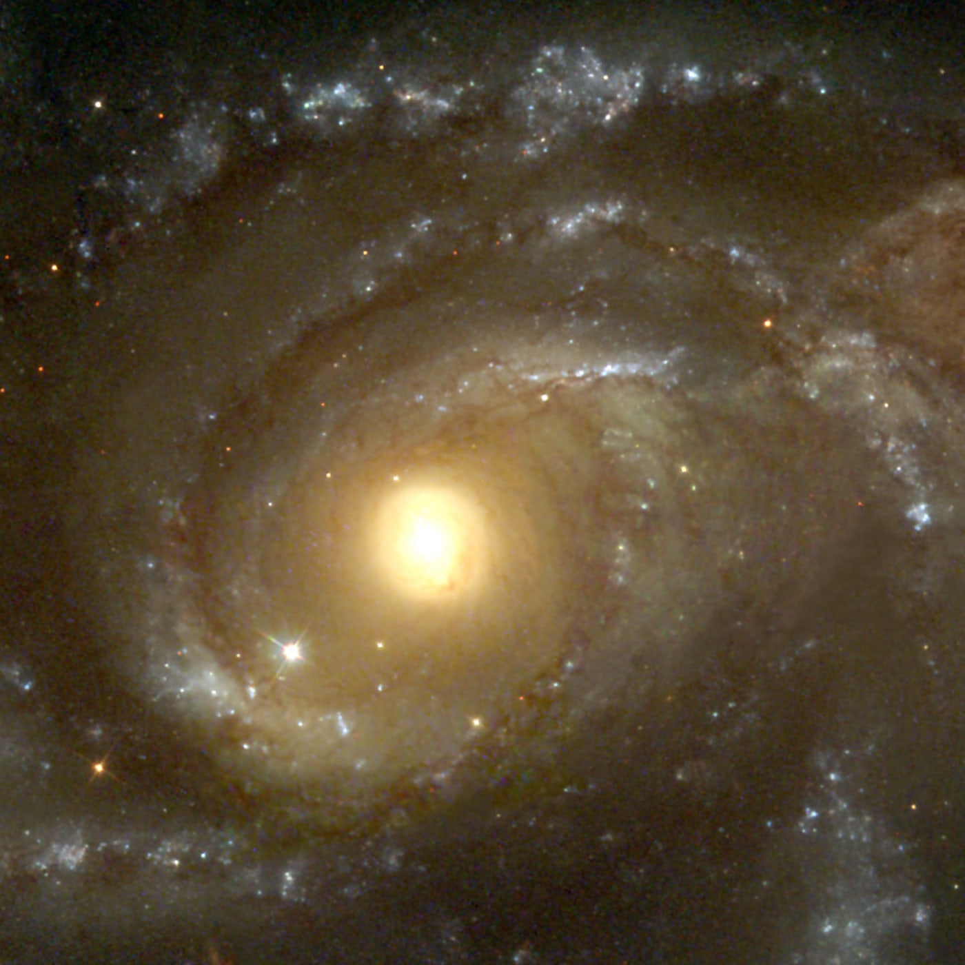 Par de galáxias NGC 2207 e IC 2163 registrado pelo telescópio espacial Hubble