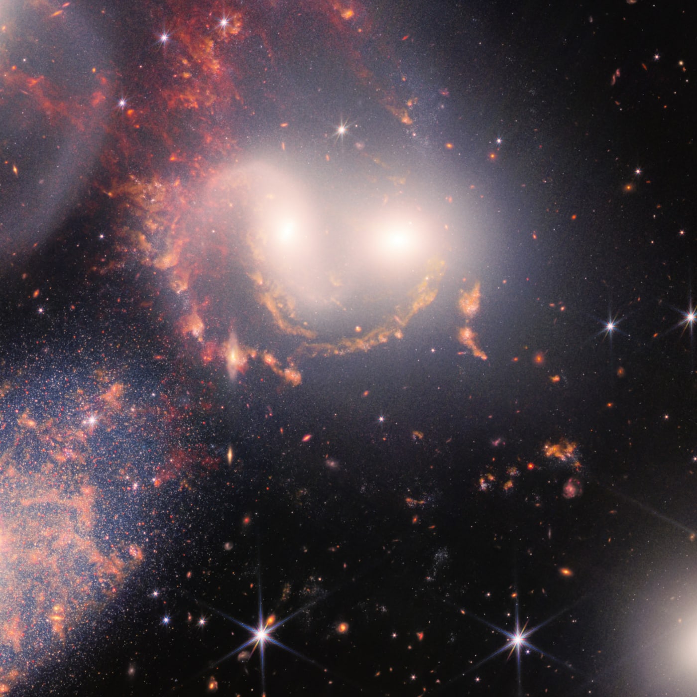 Quinteto de Stephan registrado pelo telescópio espacial James Webb