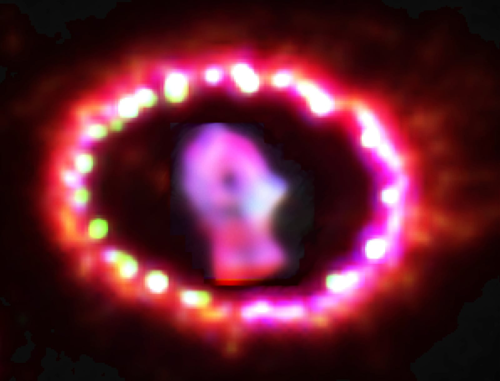 Supernova 1987A, remanescente de supernova, em imagem do Hubble Space Telescope
