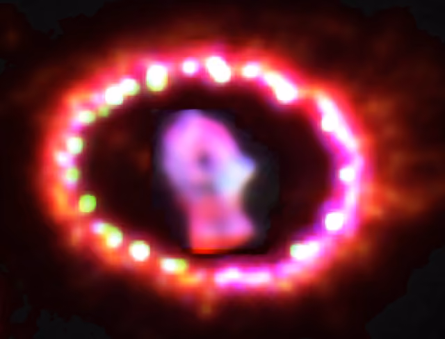 Supernova 1987A, remanescente de supernova, em imagem do Hubble Space Telescope