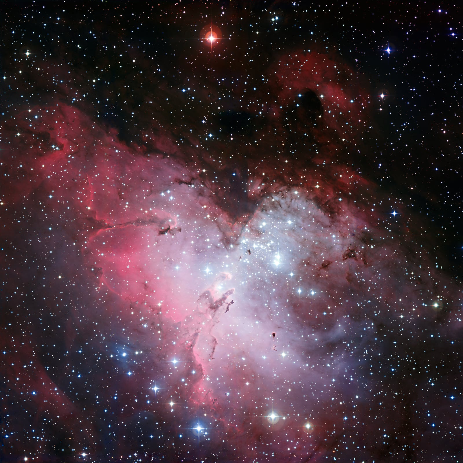 Pilares da Criação, na Nebulosa da Águia, nebulosa de emissão registrada pelo MPG/ESO 2.2-metre telescope