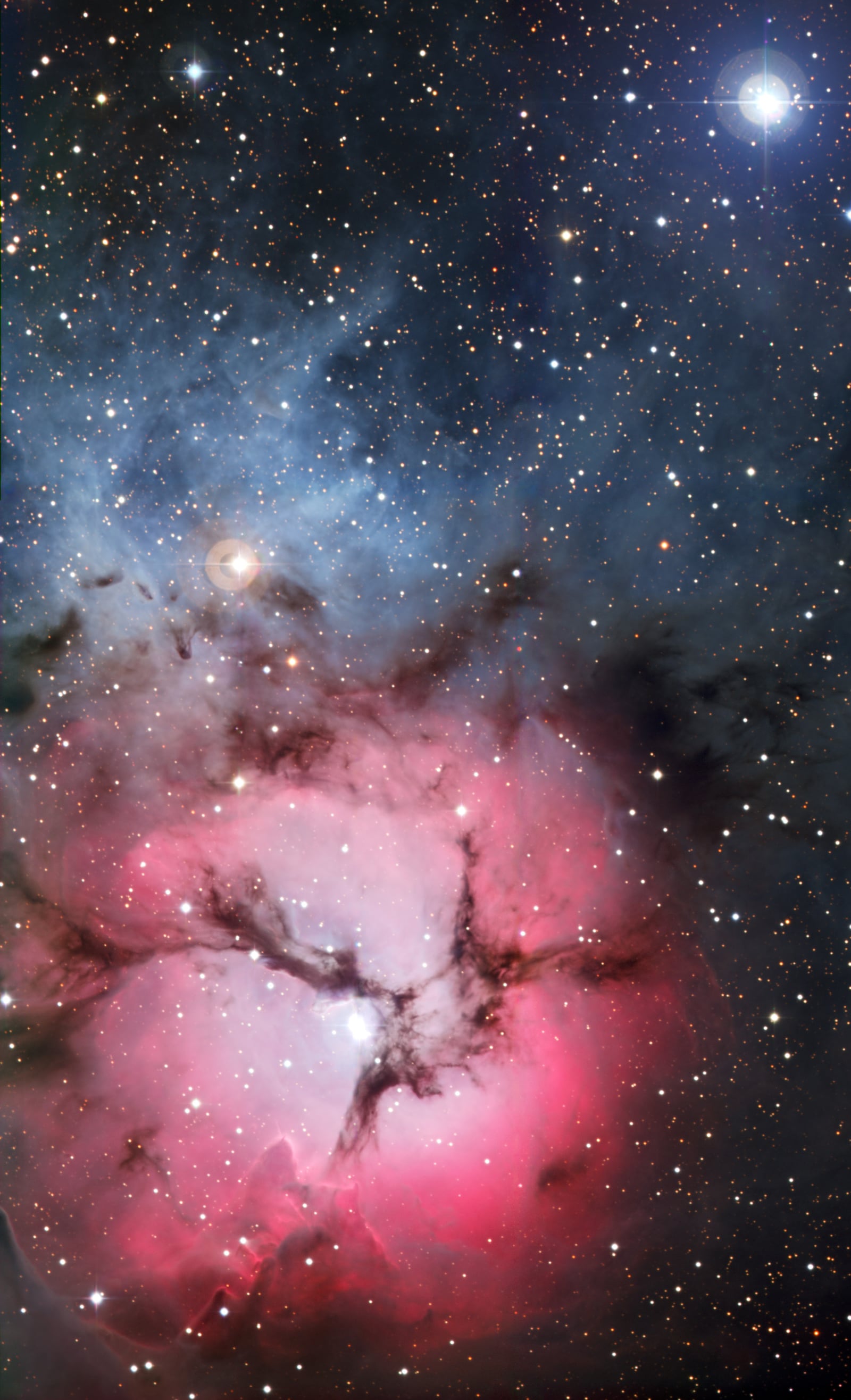 Nebulosa Trífida, nebulosa de emissão registrada pelo MPG/ESO 2.2-metre telescope