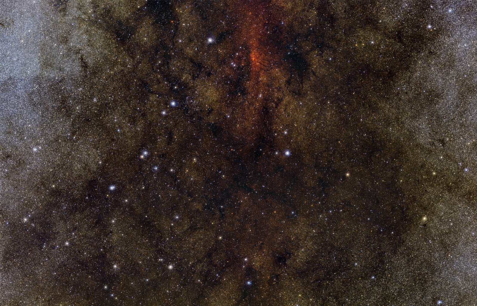 Centro da Via Láctea, região do céu registrada pelo Visible and Infrared Survey Telescope for Astronomy