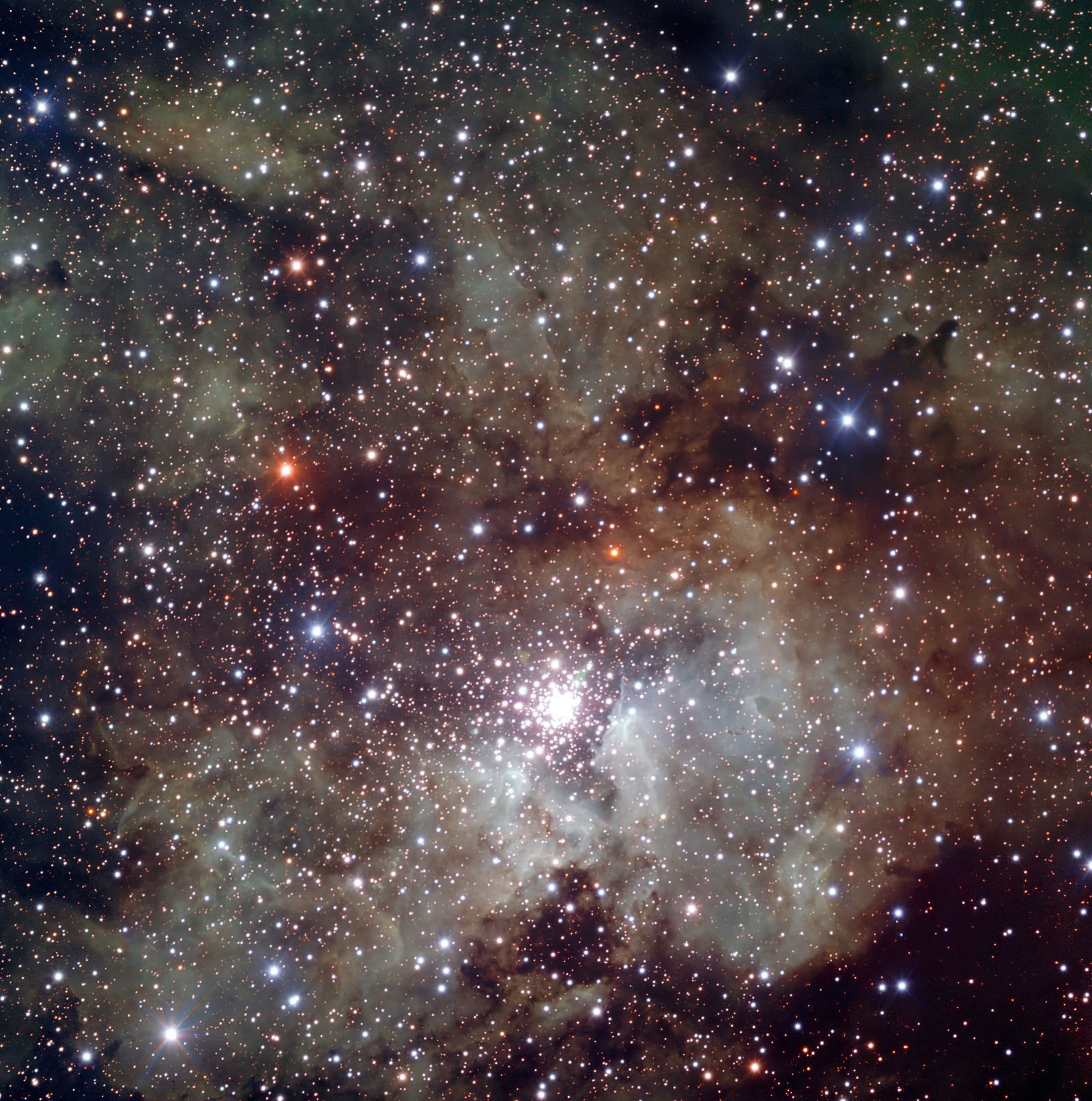 Nebulosa NGC 3603, nebulosa de emissão registrada pelo Very Large Telescope