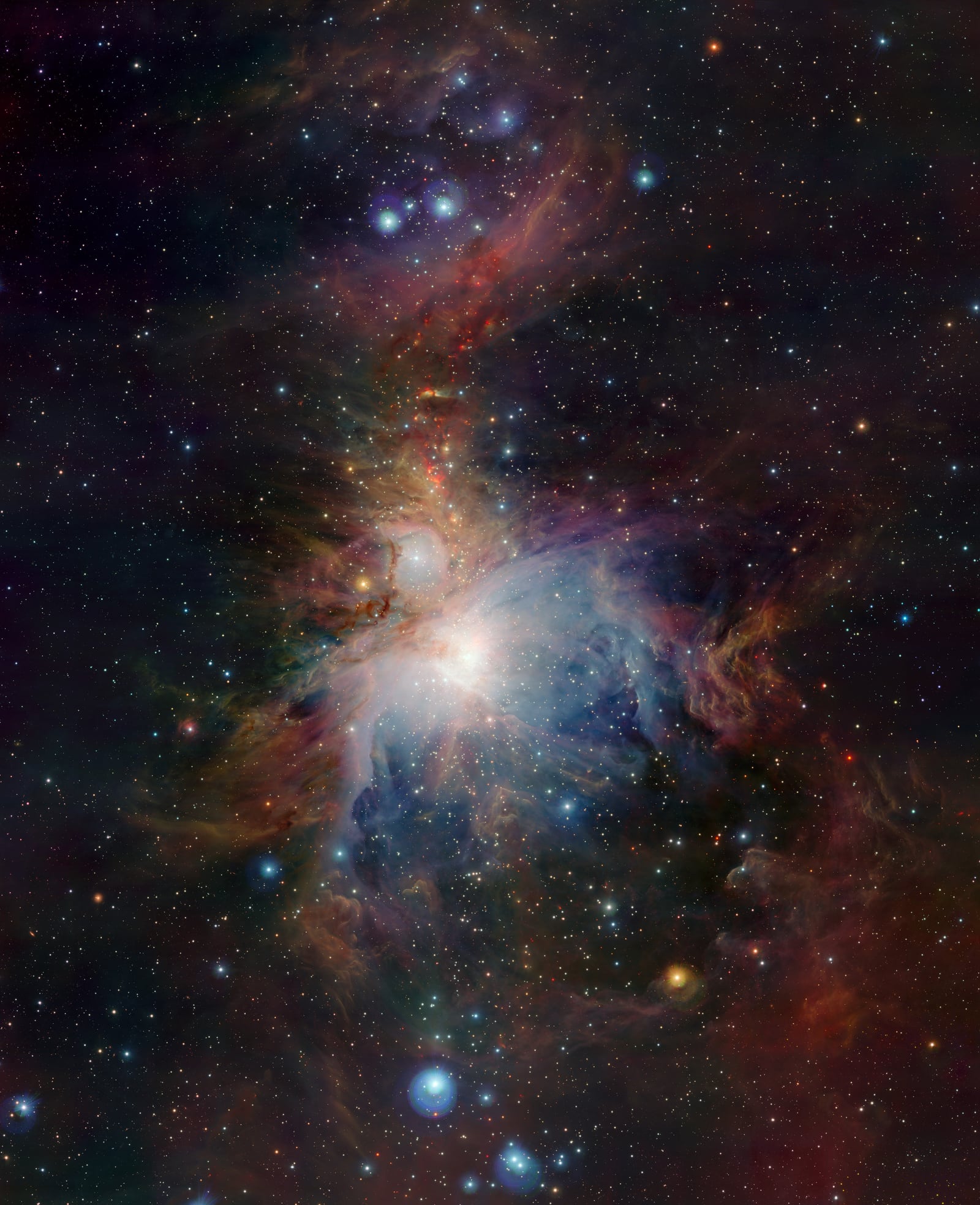 Nebulosa de Órion, nebulosa de emissão registrada pelo Visible and Infrared Survey Telescope for Astronomy