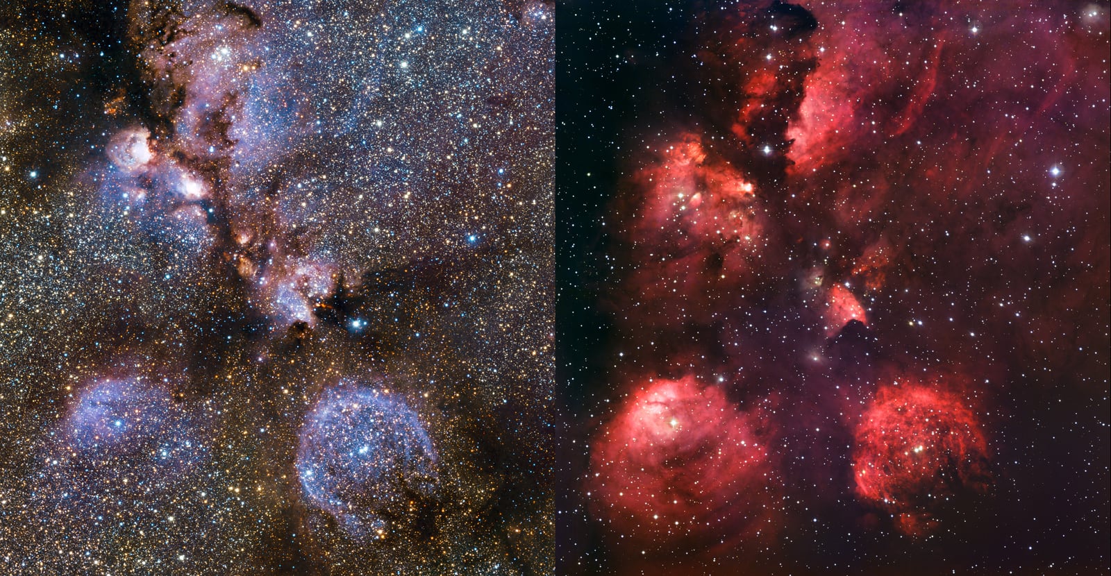 Nebulosa Pata de Gato, região de hidrogênio ionizado, em imagem do MPG/ESO 2.2-metre telescope