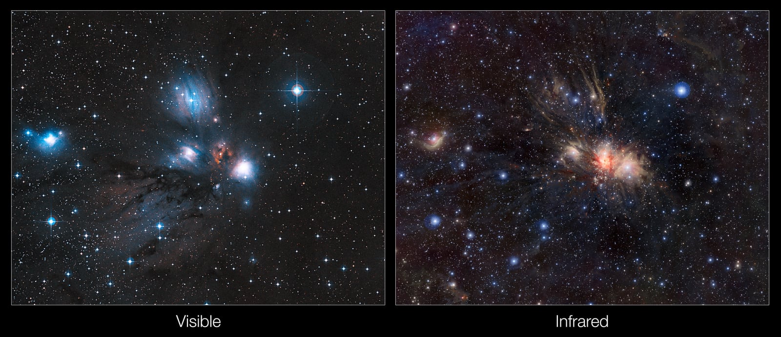 Nebulosa Monoceros R2, região de hidrogênio ionizado, em imagem do Digitized Sky Survey 2