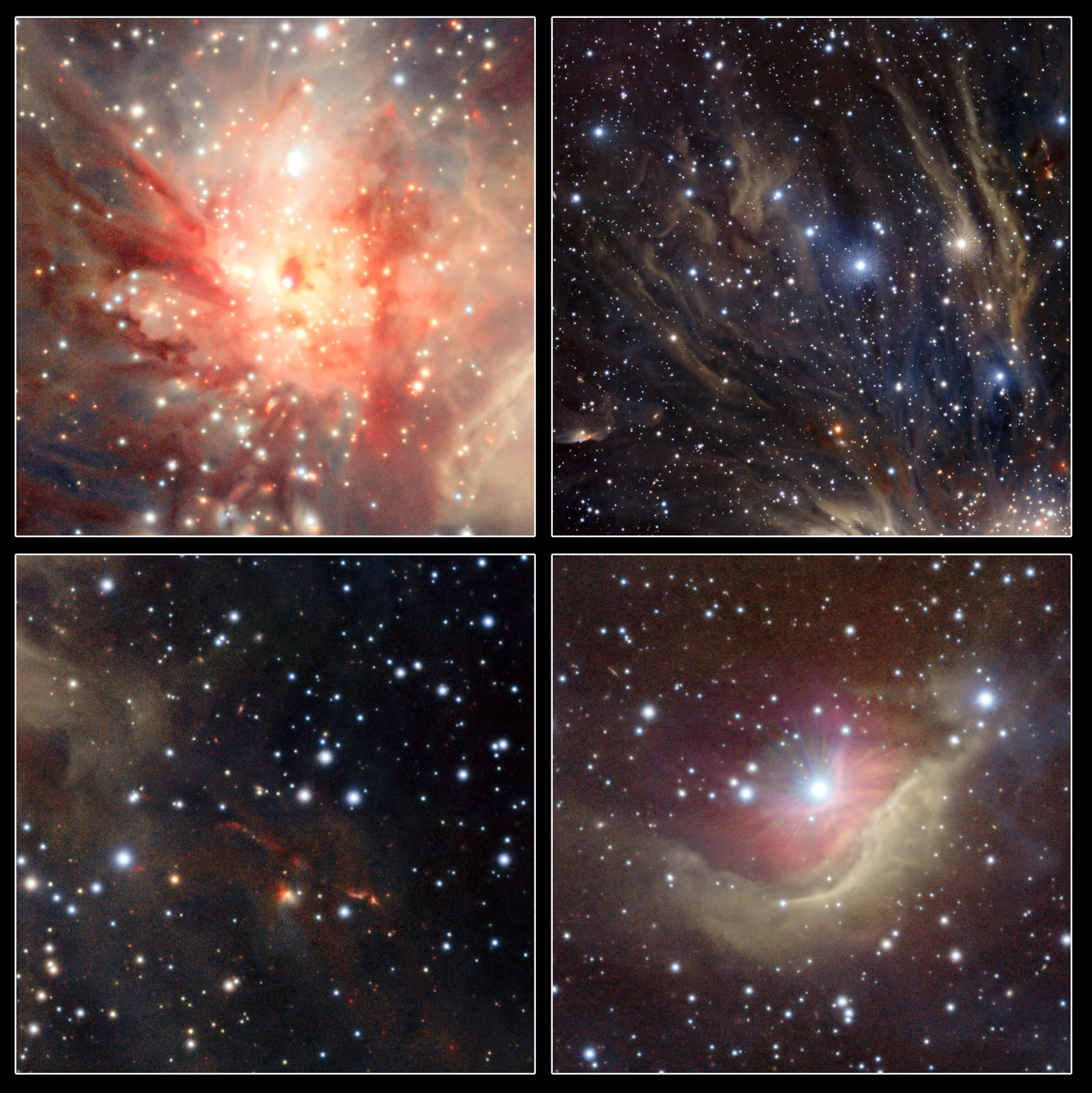 Nebulosa Monoceros R2, região de hidrogênio ionizado, em imagem do Visible and Infrared Survey Telescope for Astronomy