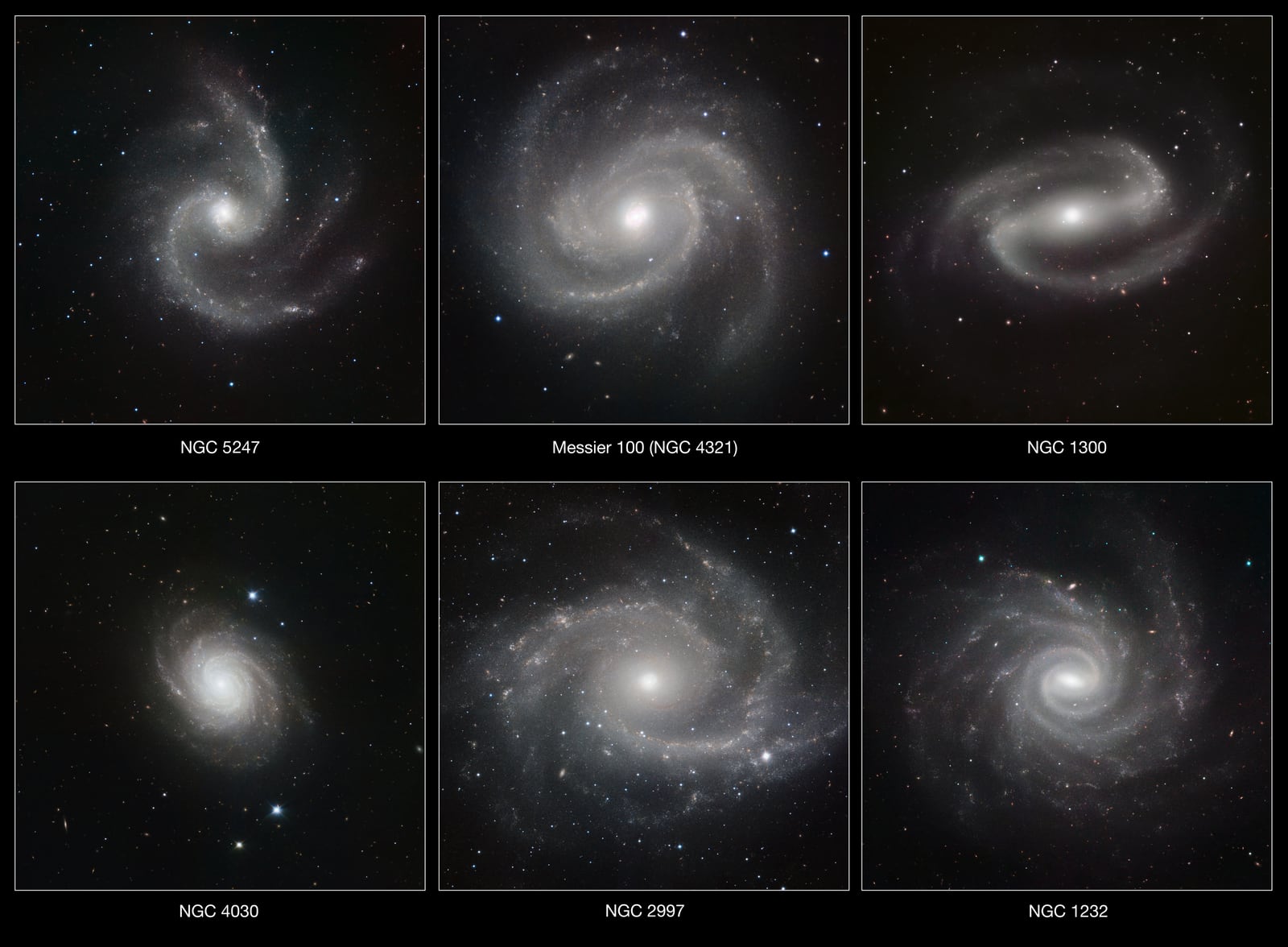 Montagem de várias imagens de Galáxia NGC 1232, galáxia com linhas de emissão