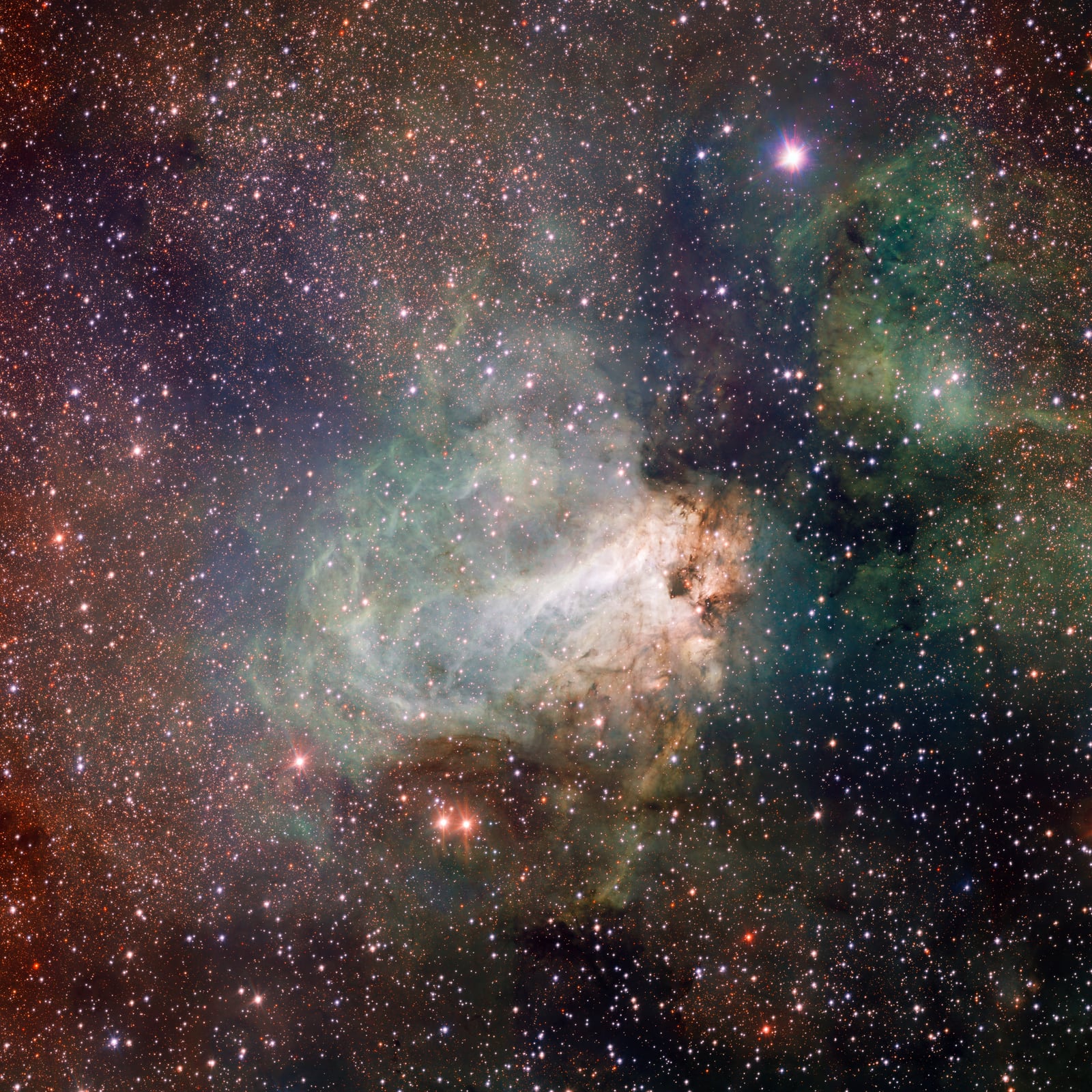 Nebulosa Ômega, nebulosa de emissão registrada pelo VLT Survey Telescope