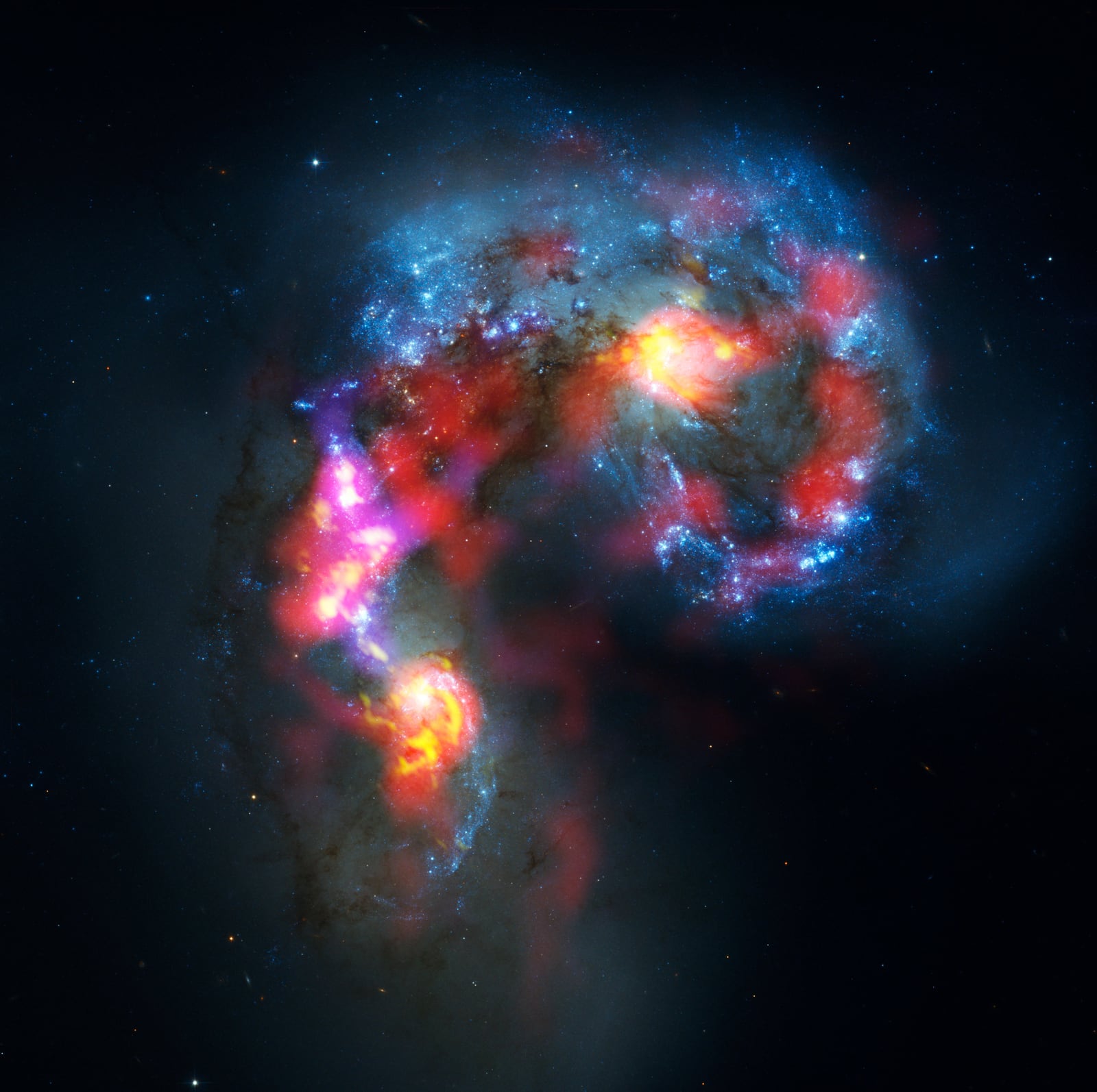 Galáxias das Antenas, galáxias em interação, em imagem do Hubble Space Telescope