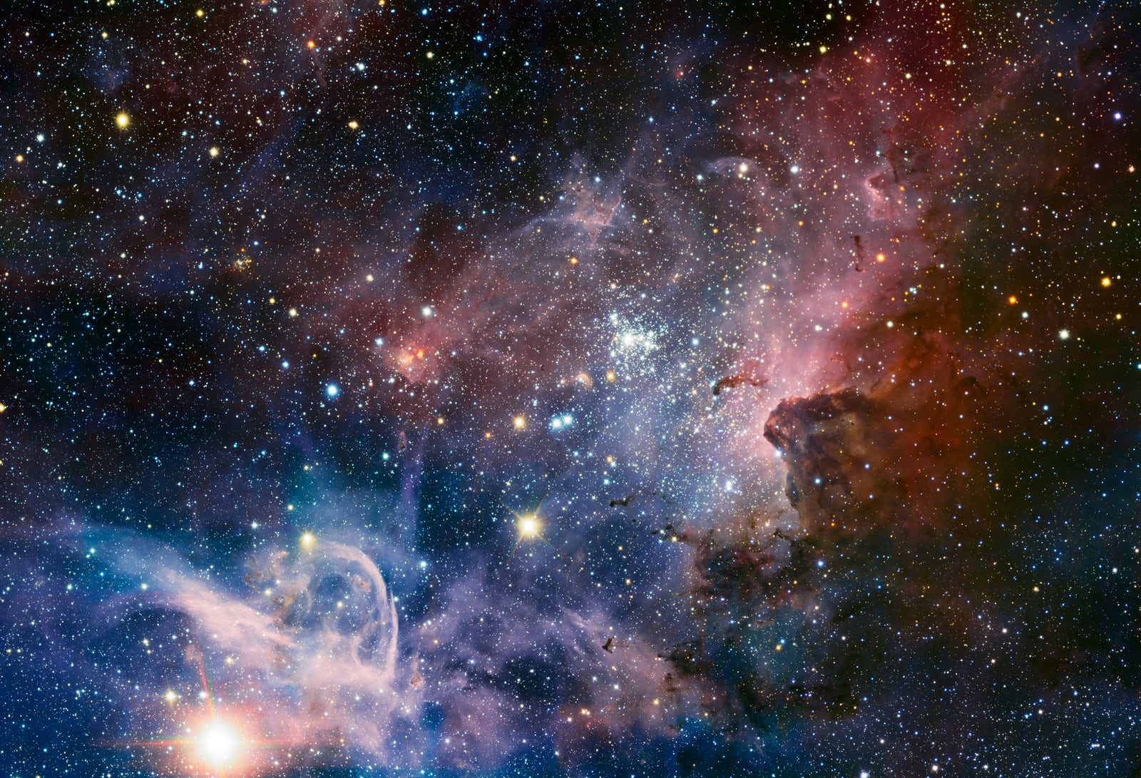 Nebulosa de Carina, região de hidrogênio ionizado registrada pelo Very Large Telescope