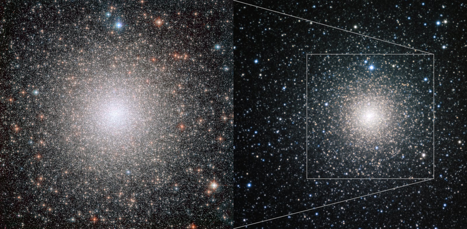 Montagem de várias imagens de Aglomerado NGC 6388, aglomerado globular