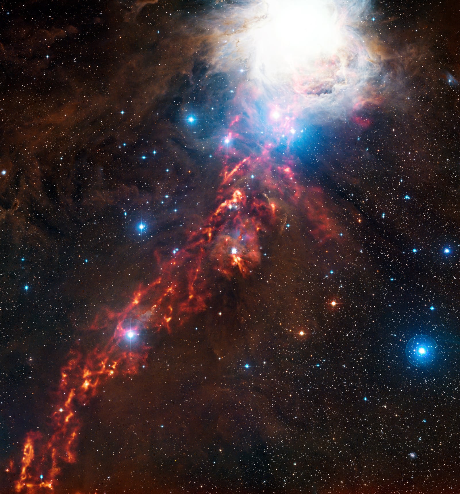 Nebulosa de Órion, nebulosa de emissão, em imagem do Atacama Pathfinder Experiment