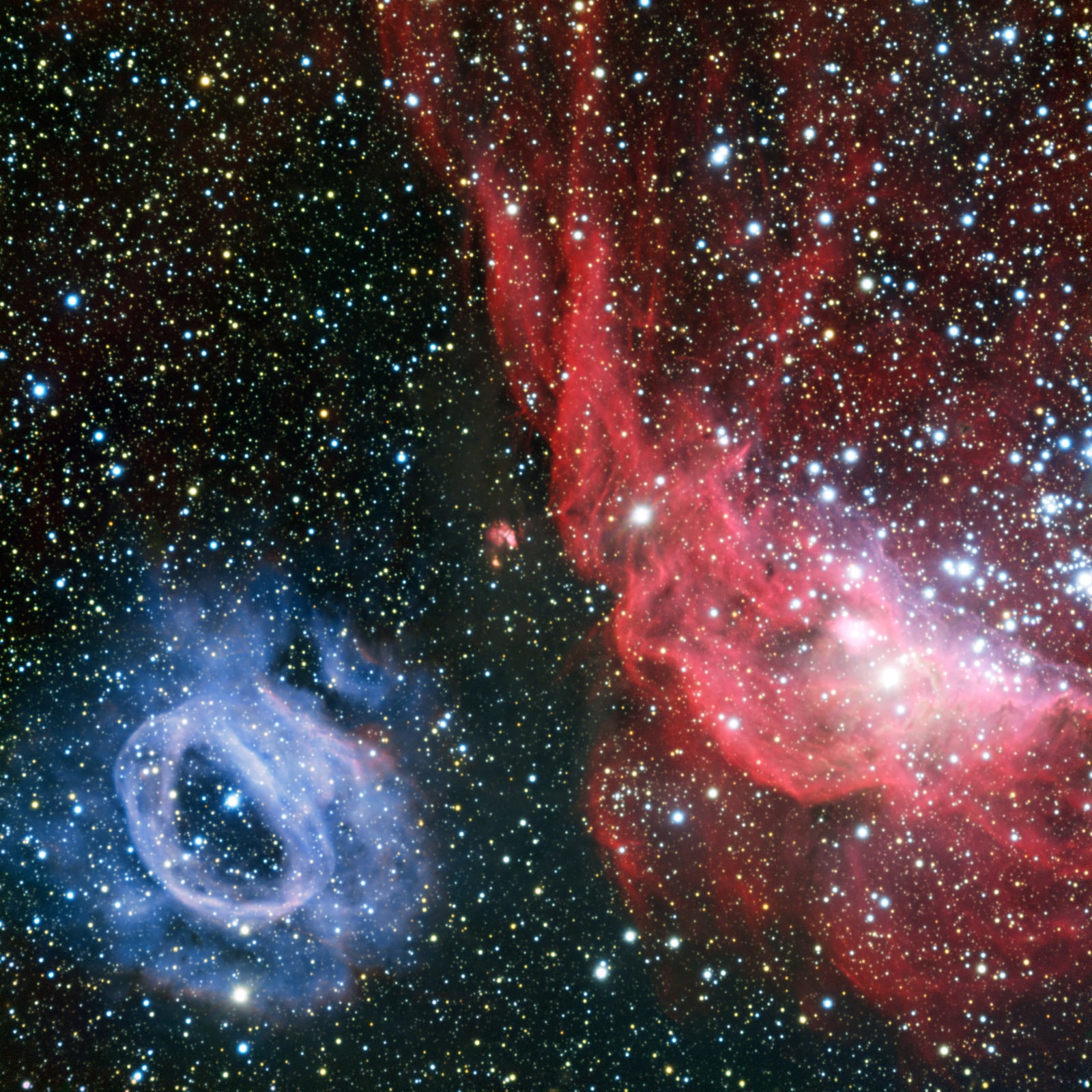 Nebulosa NGC 2014, nebulosa de emissão, em imagem do Very Large Telescope