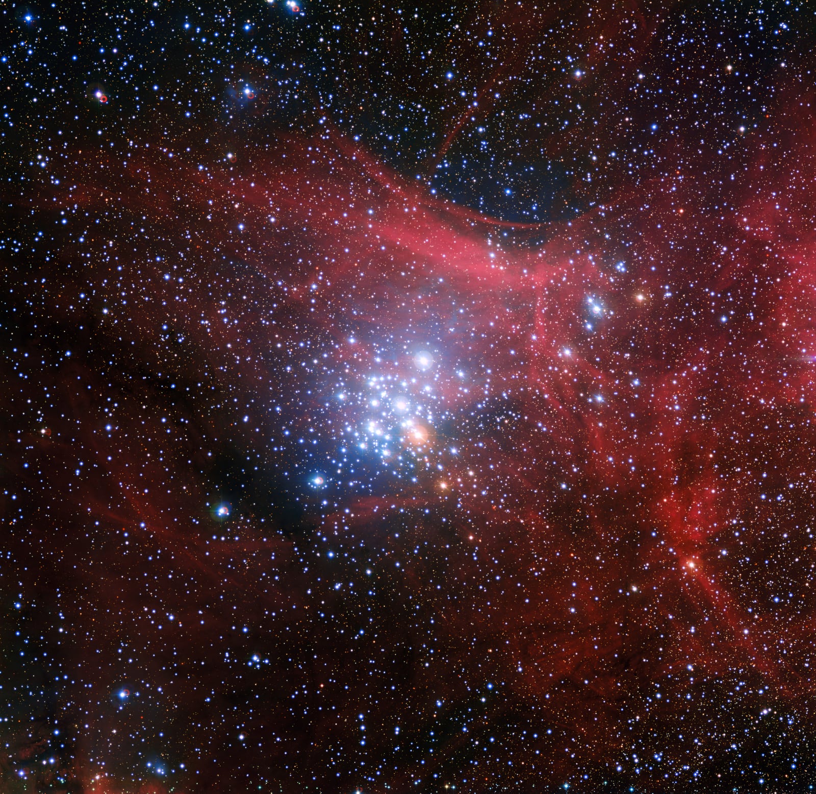 Aglomerado NGC 3293, aglomerado aberto registrada pelo MPG/ESO 2.2-metre telescope