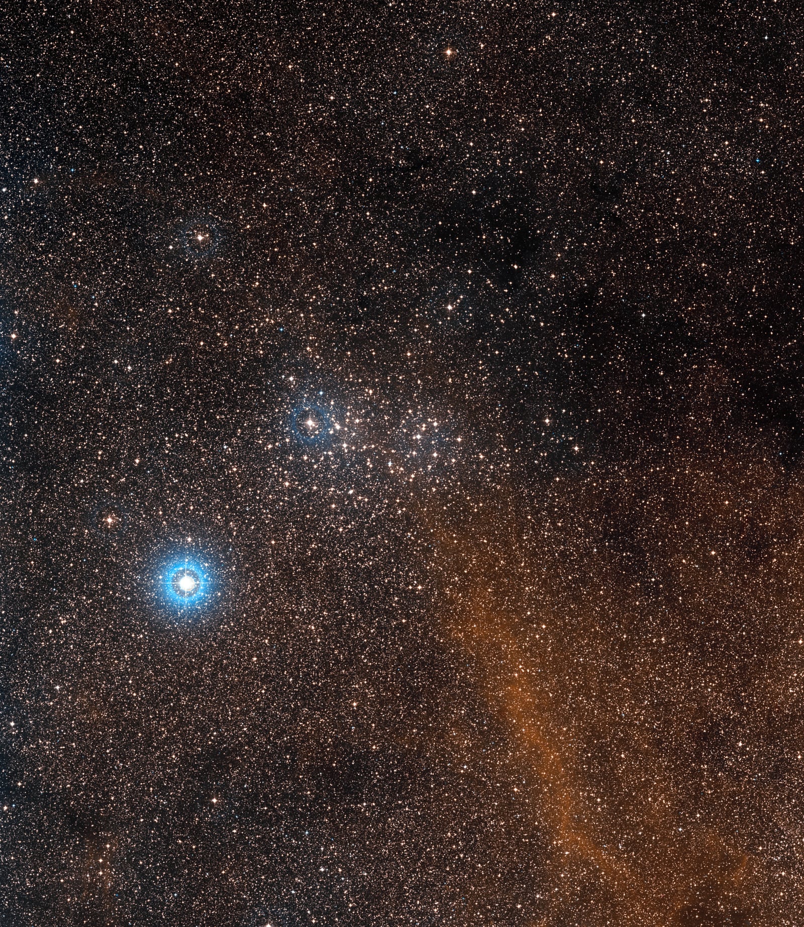 Aglomerado NGC 3532, aglomerado aberto, em imagem do Digitized Sky Survey 2