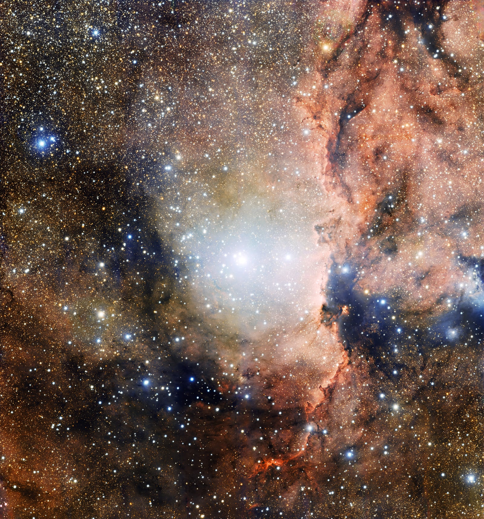 Nebulosa NGC 6188, meio interestelar registrada pelo VLT Survey Telescope