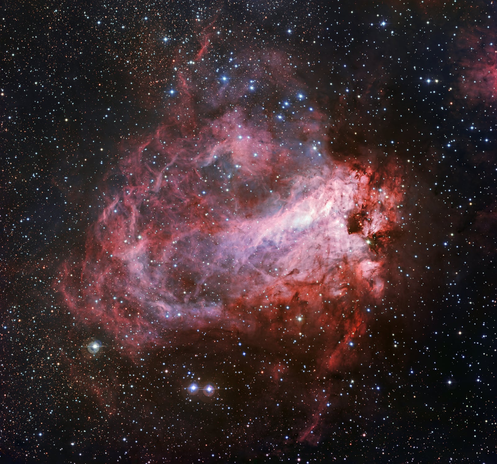 Nebulosa Ômega, nebulosa de emissão registrada pelo MPG/ESO 2.2-metre telescope