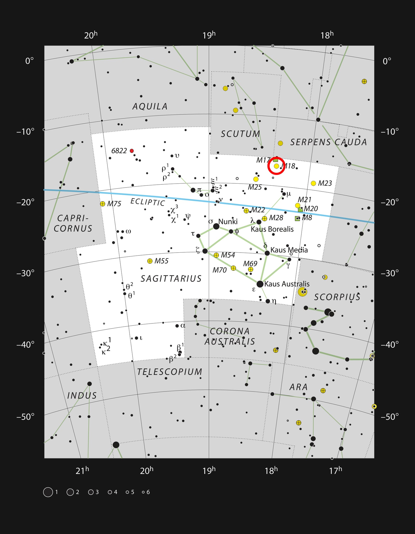 Ilustração artística de Aglomerado Messier 18, aglomerado aberto