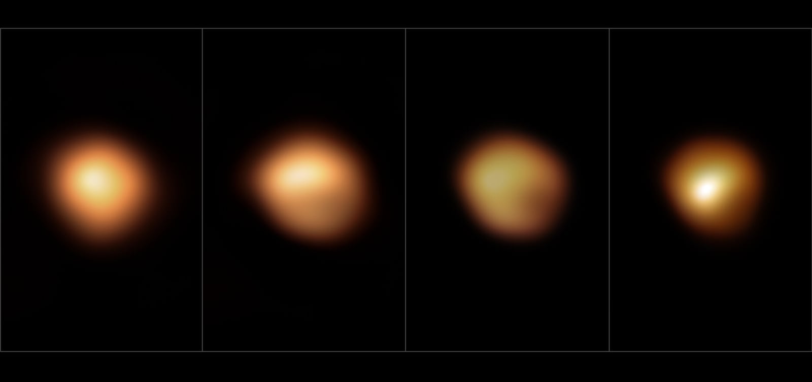 Montagem de várias imagens de Betelgeuse, estrela supergigante vermelha