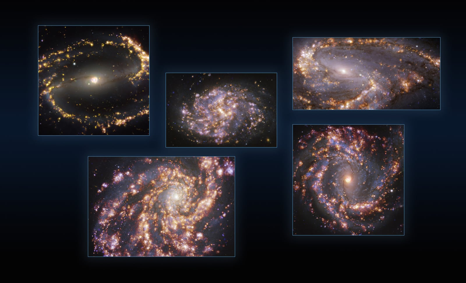 Montagem de várias imagens de Galáxia Messier 66, galáxia