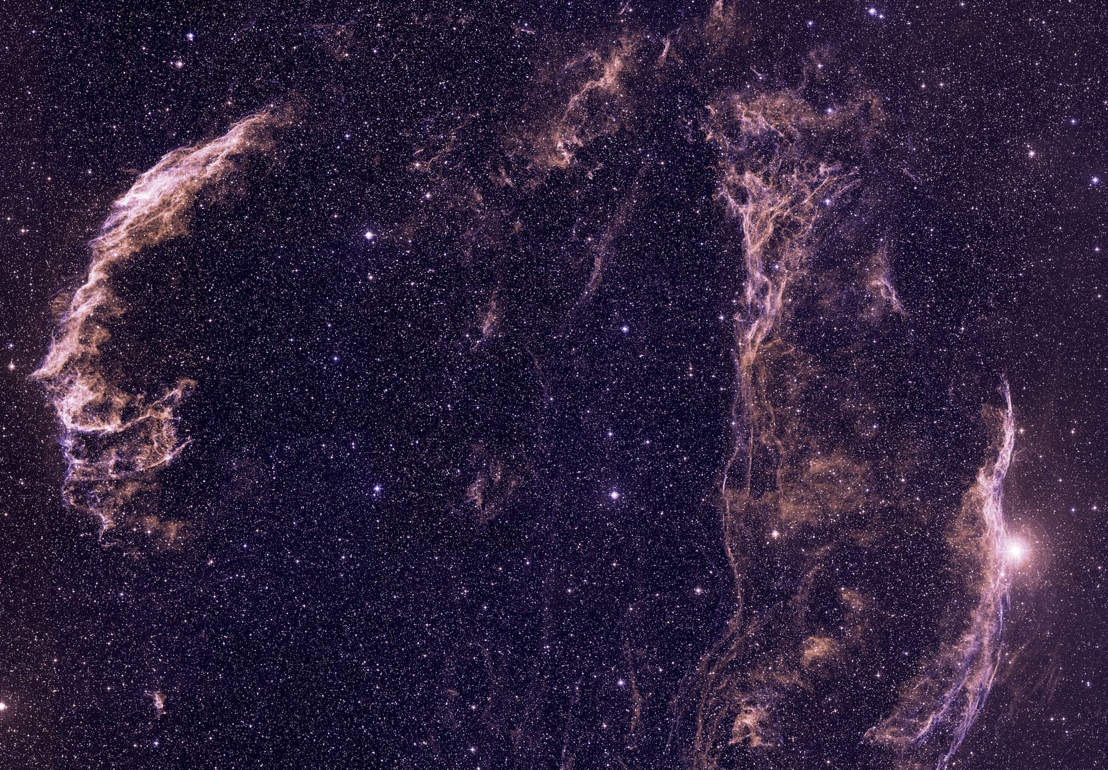 Laço do Cisne, remanescente de supernova, em imagem do DSS