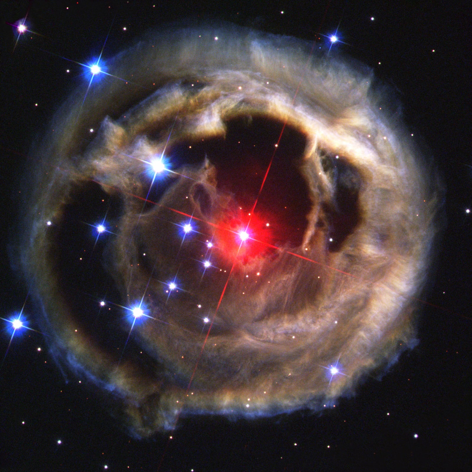 V838 Monocerotis, variável cataclísmica registrada pelo Hubble Space Telescope