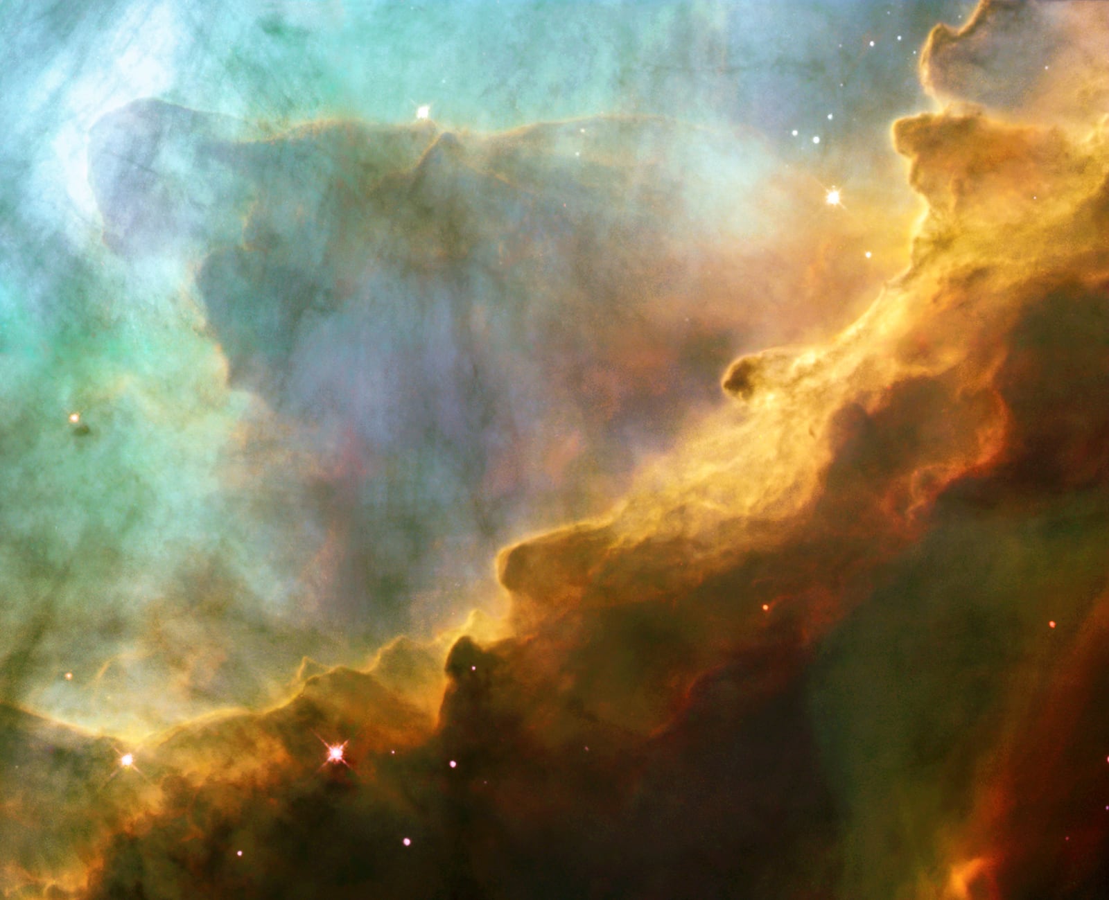 Nebulosa Ômega, nebulosa de emissão registrada pelo Hubble Space Telescope