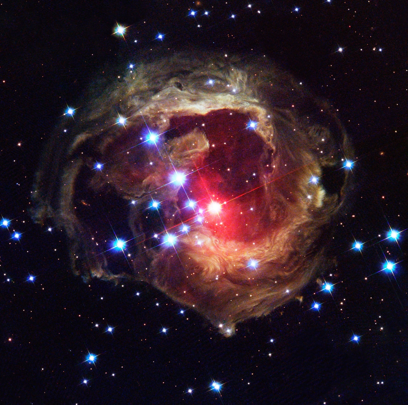 V838 Monocerotis, variável cataclísmica registrada pelo Hubble Space Telescope