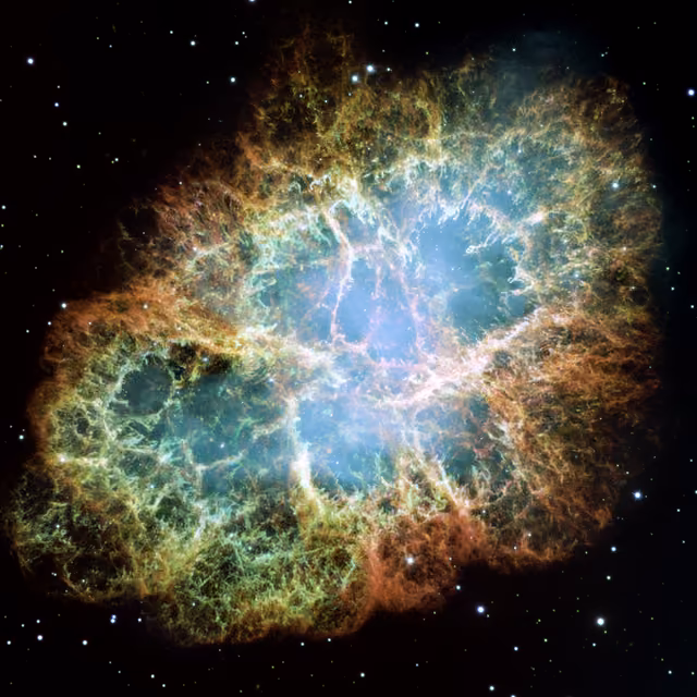 Nebulosa do Caranguejo, remanescente de supernova, em imagem do Hubble Space Telescope
