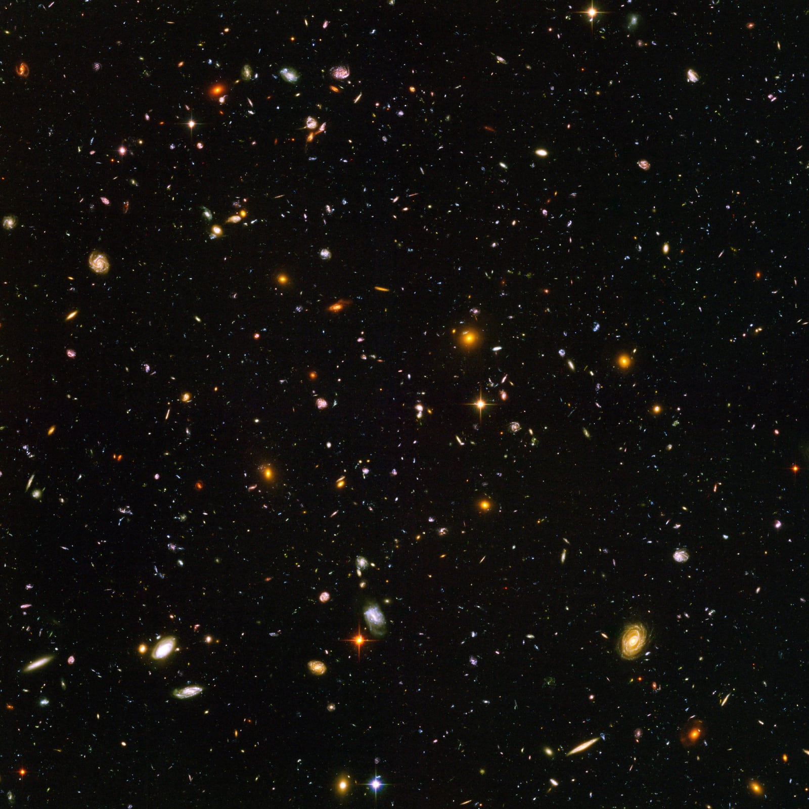 Campo Ultraprofundo do Hubble, campo profundo, em imagem do Hubble Space Telescope