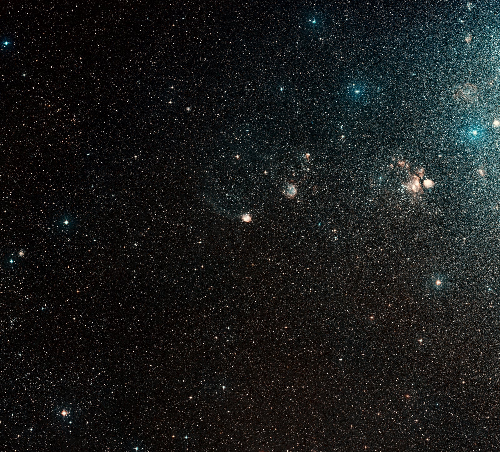 Aglomerado NGC 602, aglomerado de estrelas, em imagem do DSS