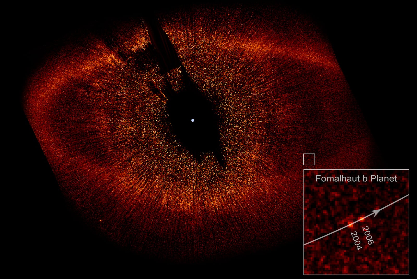 Montagem de várias imagens de Fomalhaut, estrela de movimento próprio alto, em imagem do Hubble Space Telescope