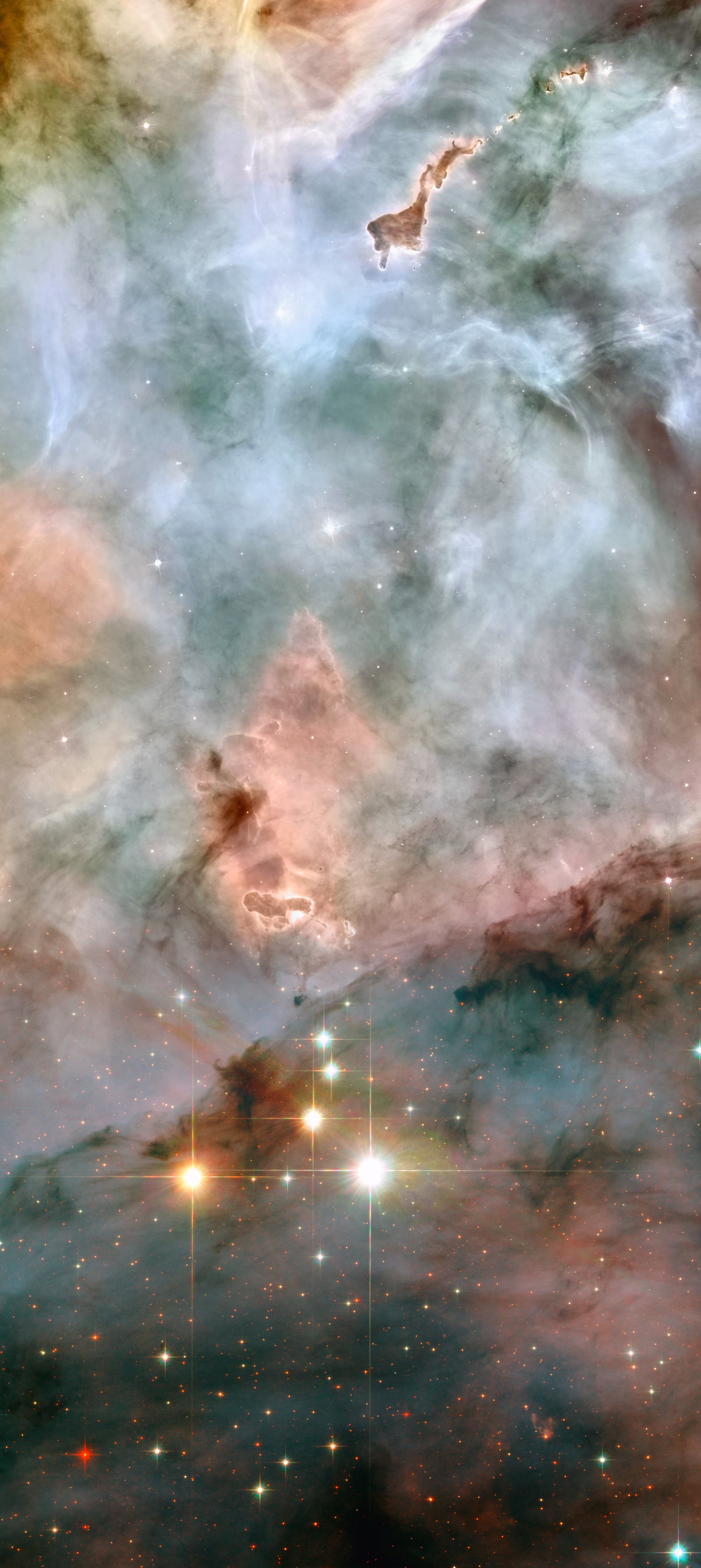 Nebulosa de Carina, região de hidrogênio ionizado, em imagem do Hubble Space Telescope