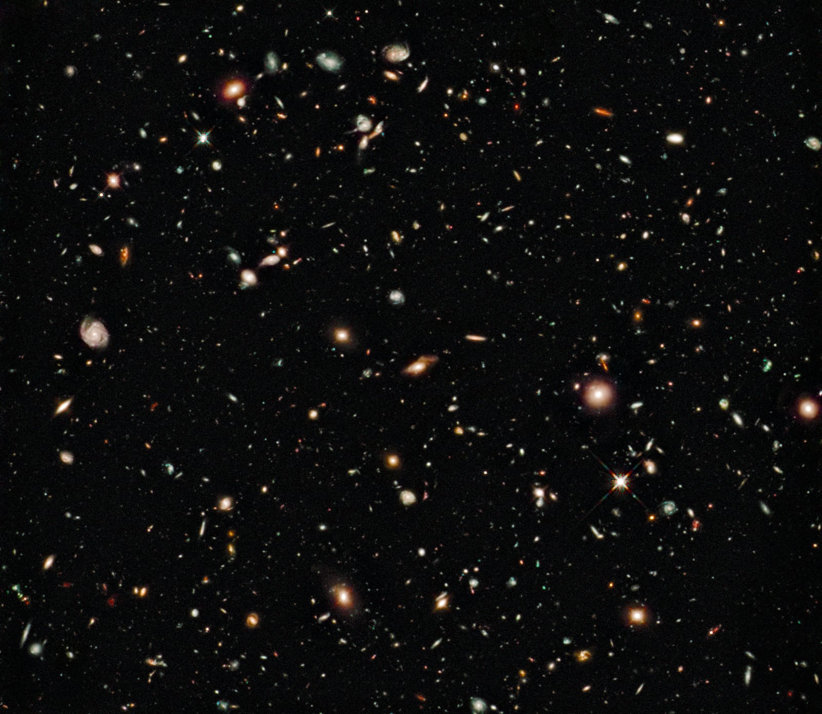 Campo Ultraprofundo do Hubble, campo profundo, em imagem do Hubble Space Telescope