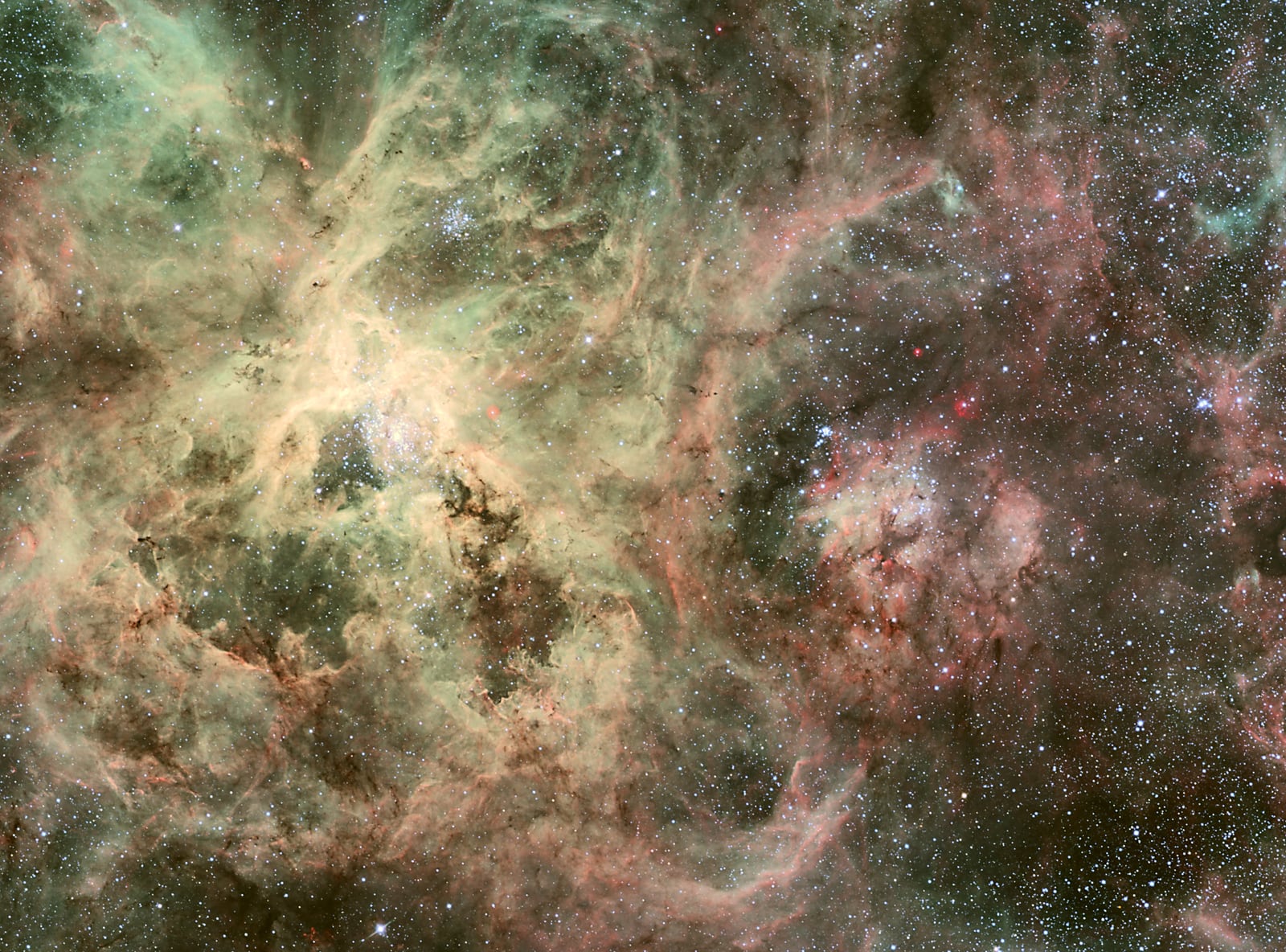 Nebulosa da Tarântula, região de formação de estrelas, em imagem do MPG/ESO 2.2-metre telescope