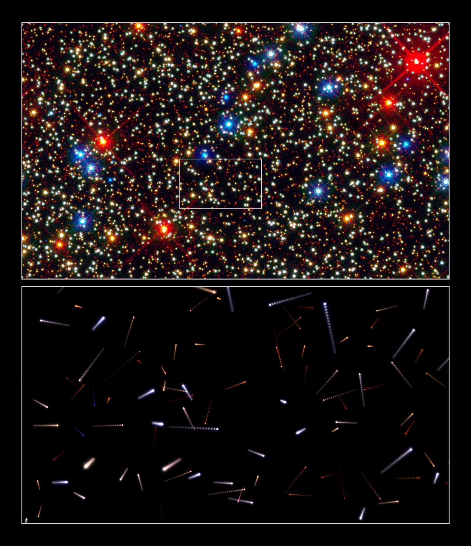 Montagem de várias imagens de Ômega Centauri, aglomerado globular, em imagem do Hubble Space Telescope