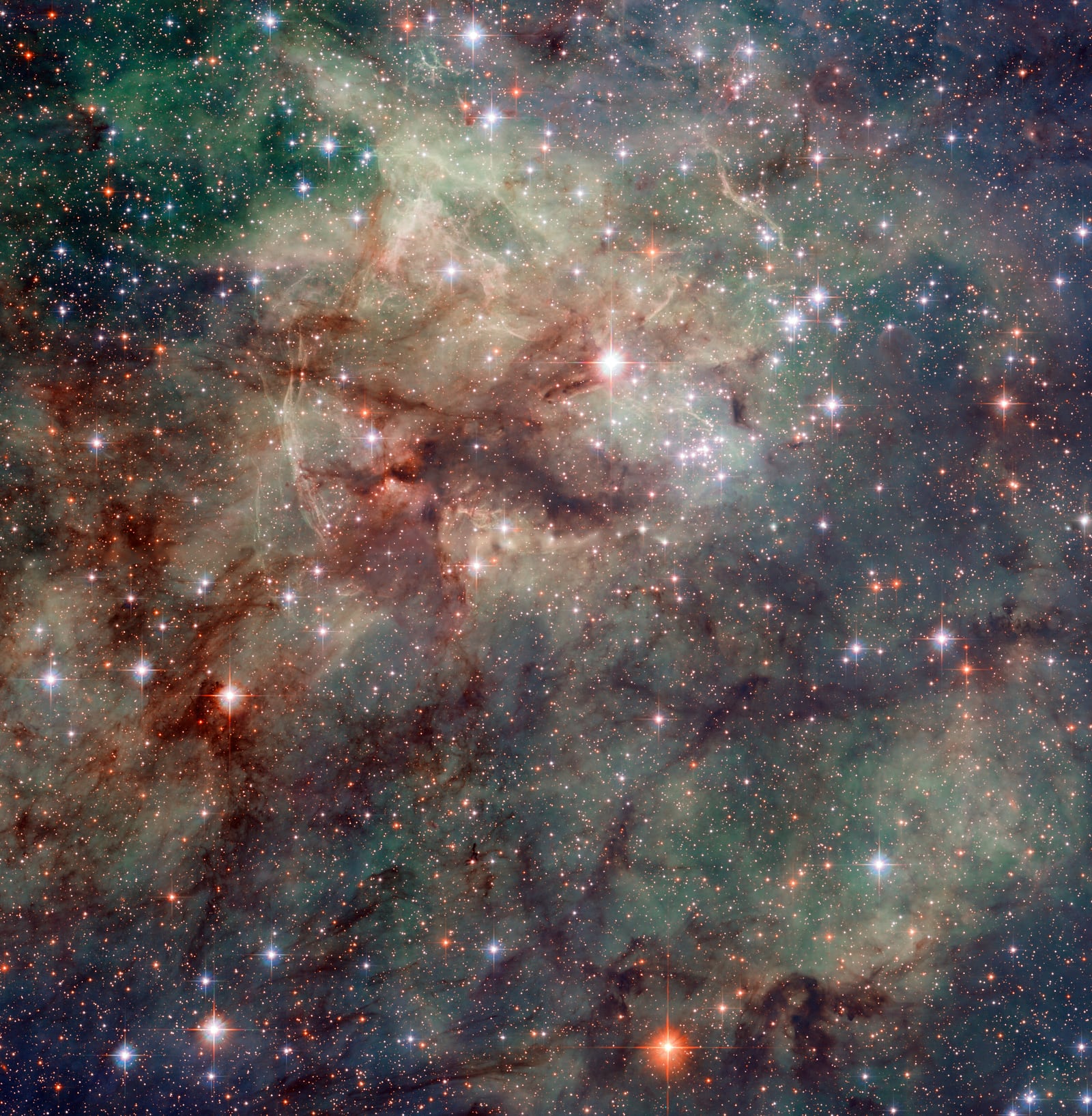 Nebulosa da Tarântula, região de formação de estrelas registrada pelo Hubble Space Telescope