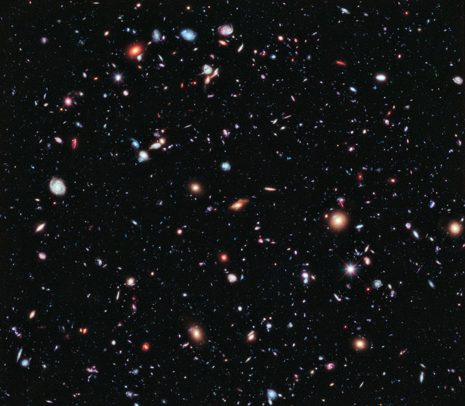 Campo Ultraprofundo do Hubble, campo profundo, em imagem do Hubble Space Telescope