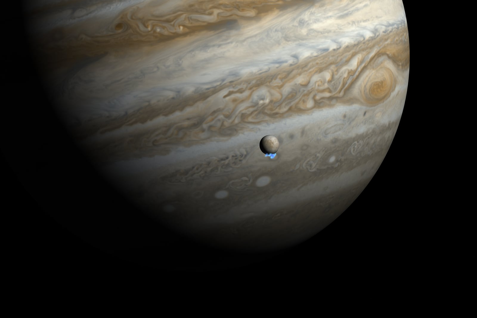 Ilustração artística de Europa, a lua de Júpiter, satélite natural